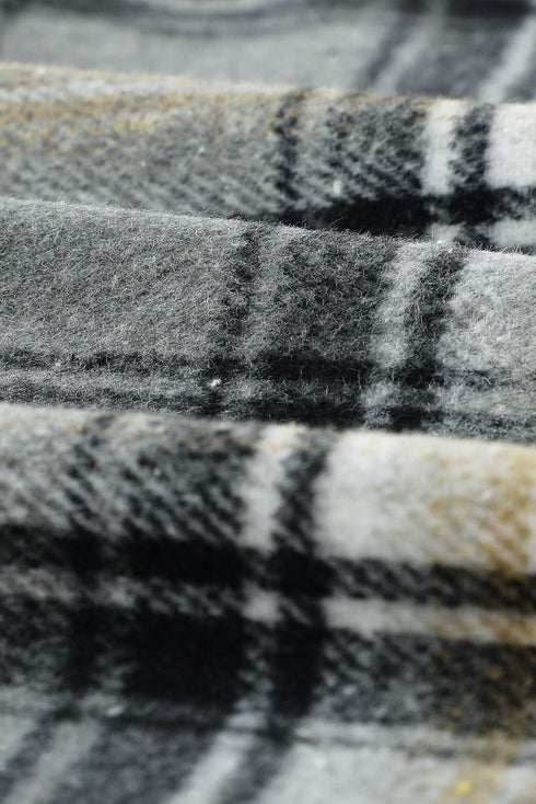 Oversize Rounded Hem Plaid Shacket With Slits