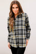 Oversize Rounded Hem Plaid Shacket With Slits