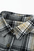 Oversize Rounded Hem Plaid Shacket With Slits