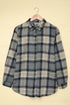 Oversize Rounded Hem Plaid Shacket With Slits