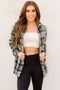 Oversize Rounded Hem Plaid Shacket With Slits