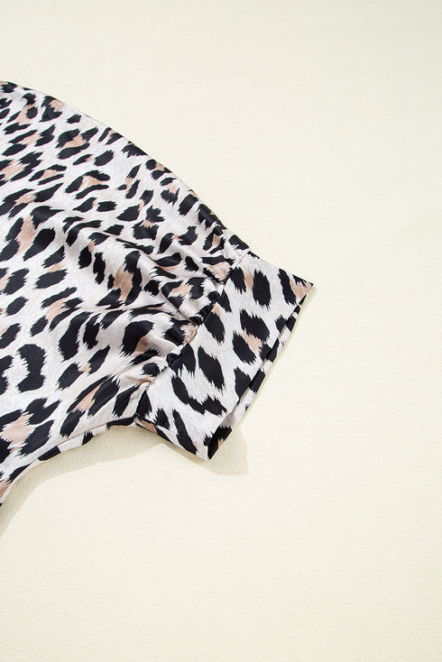 Oversized Animal Print High Low Button Down Shirt