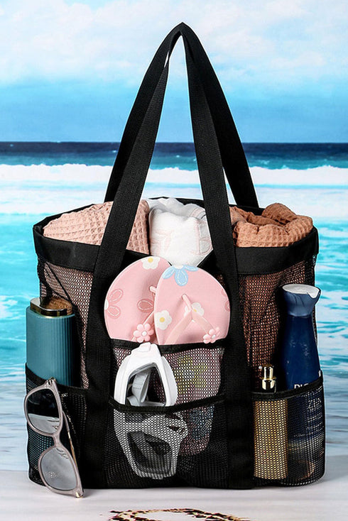 Oversized Breathable Mesh Multi Pocket Vacation Tote