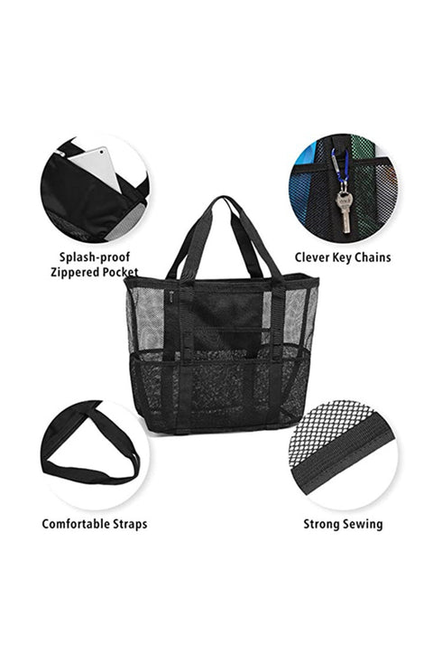 Oversized Breathable Mesh Multi Pocket Vacation Tote
