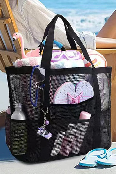 Oversized Breathable Mesh Multi Pocket Vacation Tote