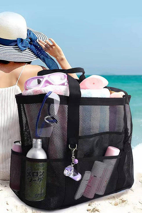 Oversized Breathable Mesh Multi Pocket Vacation Tote