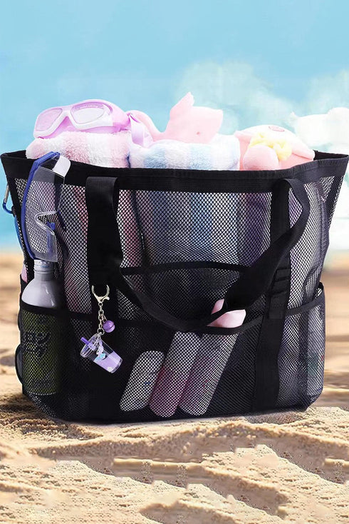 Oversized Breathable Mesh Multi Pocket Vacation Tote
