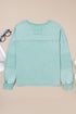 Oversized Button Detail V Neck Drop Shoulder Sweatshirt