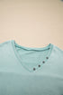 Oversized Button Detail V Neck Drop Shoulder Sweatshirt