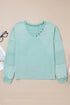 Oversized Button Detail V Neck Drop Shoulder Sweatshirt