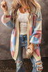 Oversized Check Pattern Open Front Knit Cardigan