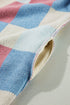 Oversized Check Pattern Open Front Knit Cardigan