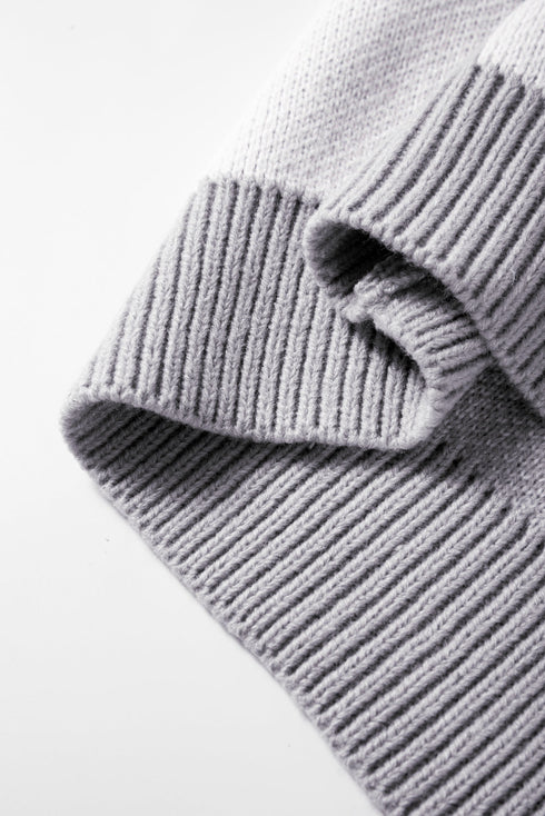 Oversized Checkerboard Knit Balloon Sleeve Pullover Sweater