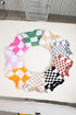 Oversized Checkerboard Knit Balloon Sleeve Pullover Sweater