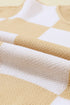 Oversized Checkerboard Knit Balloon Sleeve Pullover Sweater