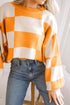 Oversized Checkerboard Knit Balloon Sleeve Pullover Sweater