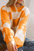 Oversized Checkerboard Knit Balloon Sleeve Pullover Sweater
