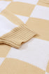 Oversized Checkerboard Knit Balloon Sleeve Pullover Sweater