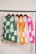Oversized Checkerboard Knit Balloon Sleeve Pullover Sweater