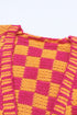 Oversized Checkerboard Pattern Chunky Knit Open Front Cardigan