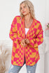 Oversized Checkerboard Pattern Chunky Knit Open Front Cardigan