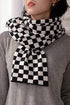 Oversized Checkered Soft Cotton Knit Fringed Scarf
