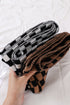Oversized Checkered Soft Cotton Knit Fringed Scarf