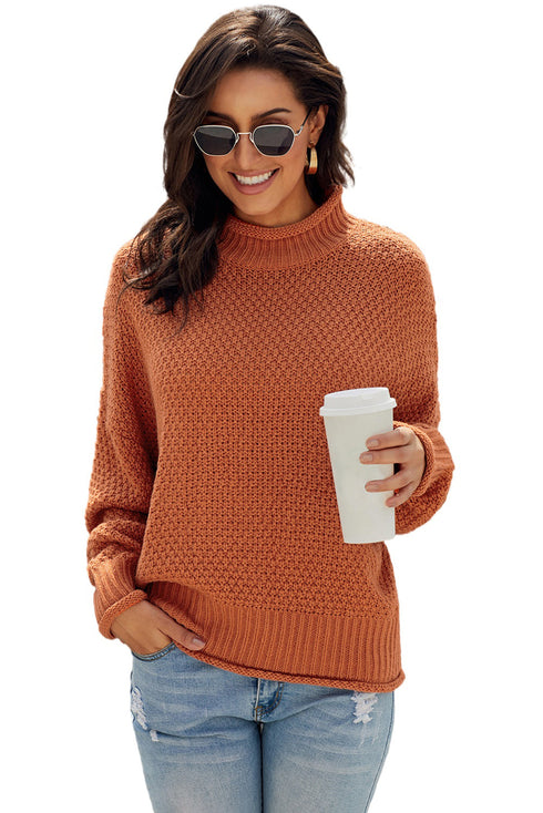 Oversized Chunky Batwing Long Sleeve Turtleneck Sweater