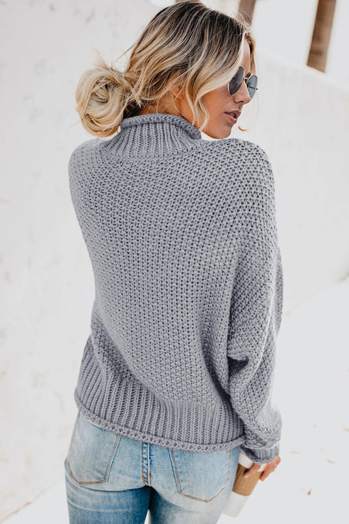 Oversized Chunky Batwing Long Sleeve Turtleneck Sweater