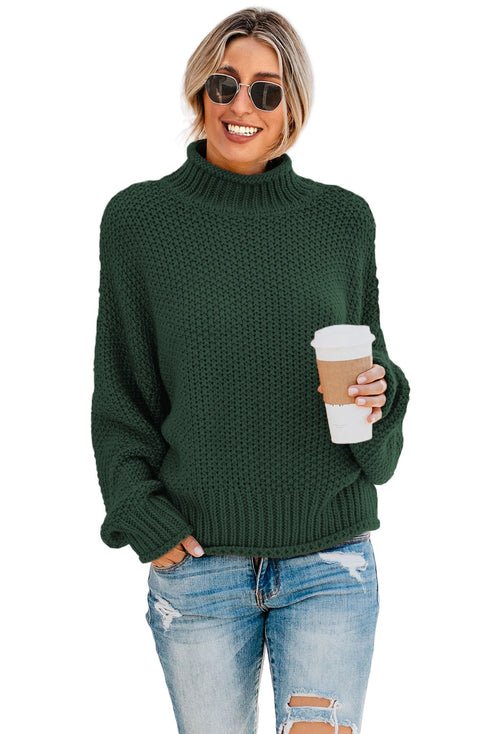 Oversized Chunky Batwing Long Sleeve Turtleneck Sweater