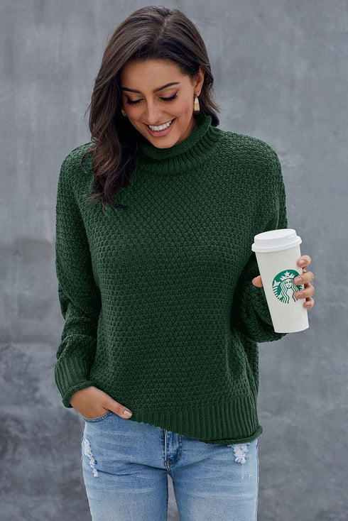 Oversized Chunky Batwing Long Sleeve Turtleneck Sweater