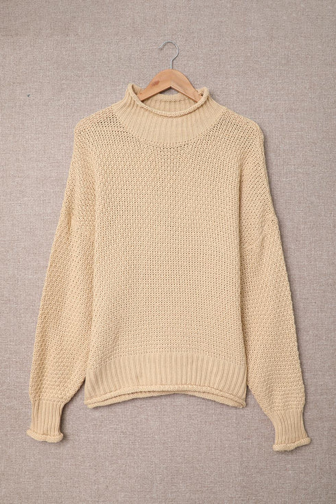 Oversized Chunky Batwing Long Sleeve Turtleneck Sweater