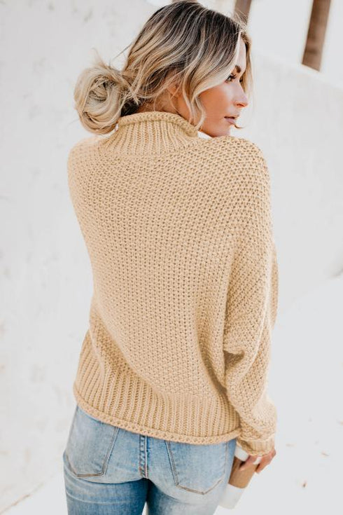 Oversized Chunky Batwing Long Sleeve Turtleneck Sweater