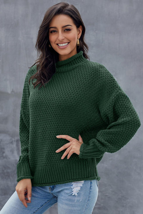 Oversized Chunky Batwing Long Sleeve Turtleneck Sweater