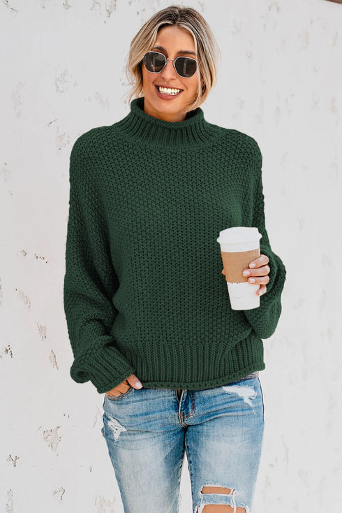 Oversized Chunky Batwing Long Sleeve Turtleneck Sweater