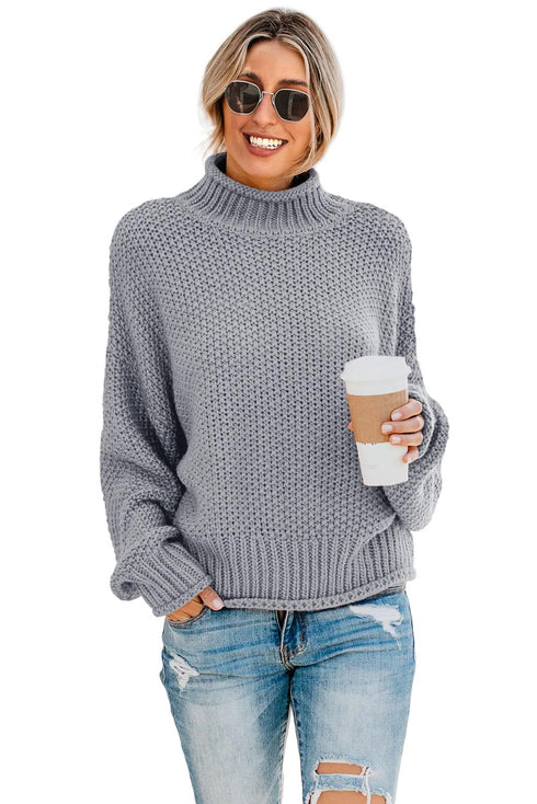Oversized Chunky Batwing Long Sleeve Turtleneck Sweater