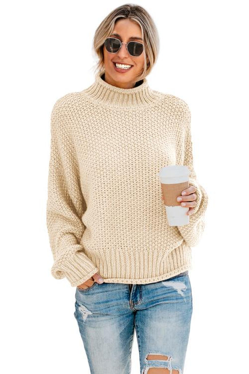 Oversized Chunky Batwing Long Sleeve Turtleneck Sweater