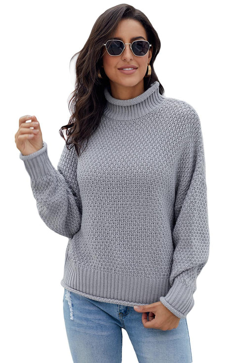 Oversized Chunky Batwing Long Sleeve Turtleneck Sweater