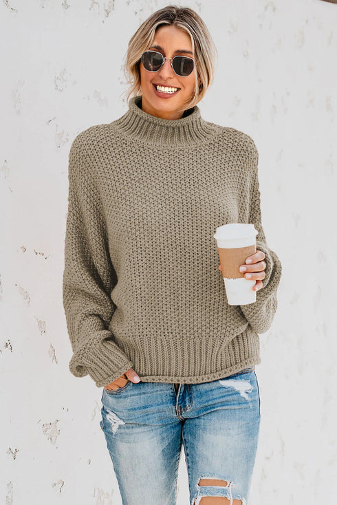 Oversized Chunky Batwing Long Sleeve Turtleneck Sweater