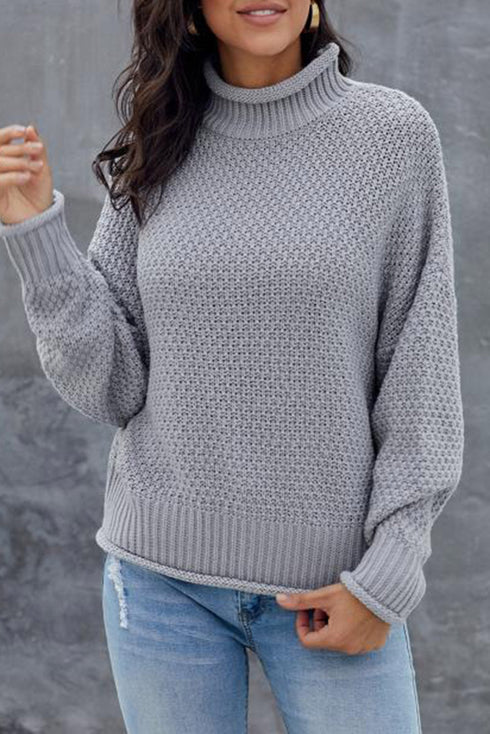 Oversized Chunky Batwing Long Sleeve Turtleneck Sweater