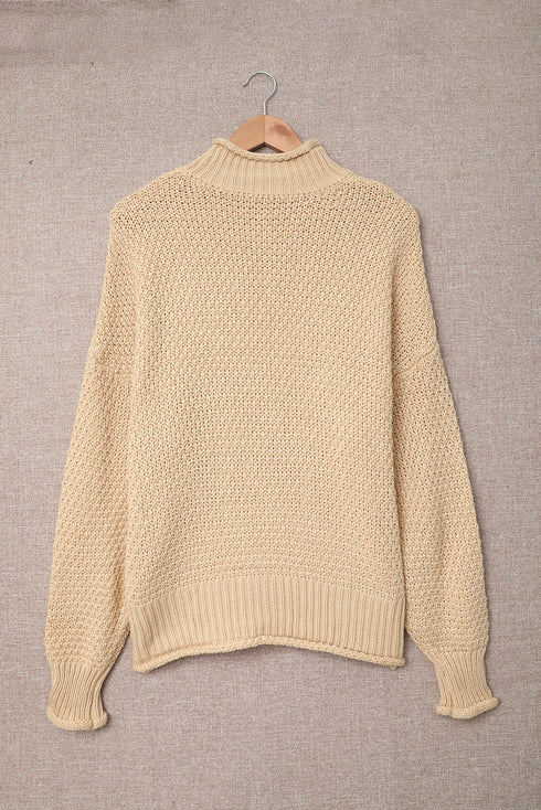 Oversized Chunky Batwing Long Sleeve Turtleneck Sweater