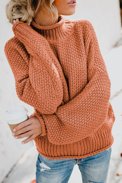 Oversized Chunky Batwing Long Sleeve Turtleneck Sweater