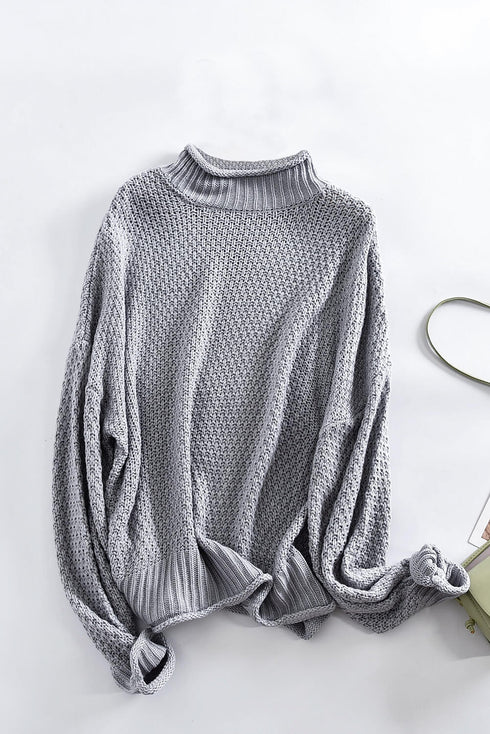 Oversized Chunky Batwing Long Sleeve Turtleneck Sweater