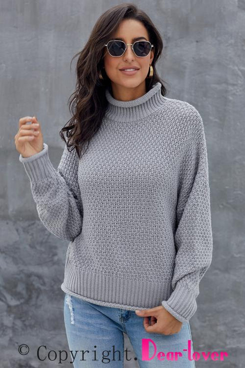 Oversized Chunky Batwing Long Sleeve Turtleneck Sweater