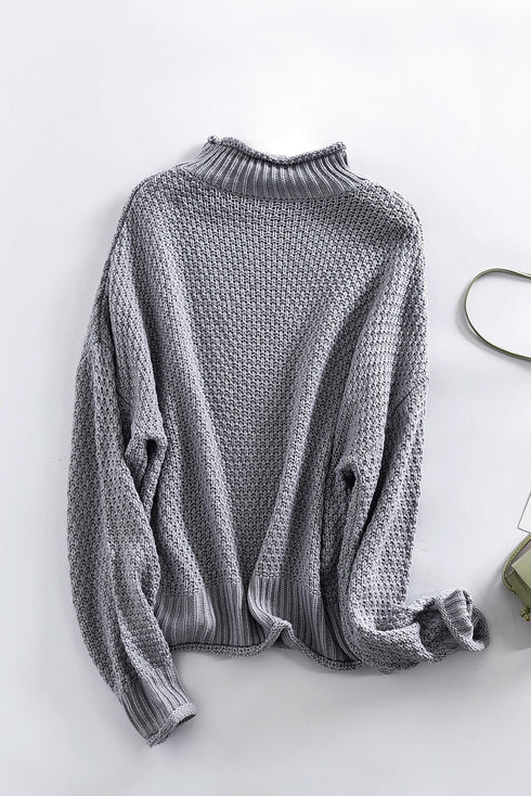 Oversized Chunky Batwing Long Sleeve Turtleneck Sweater