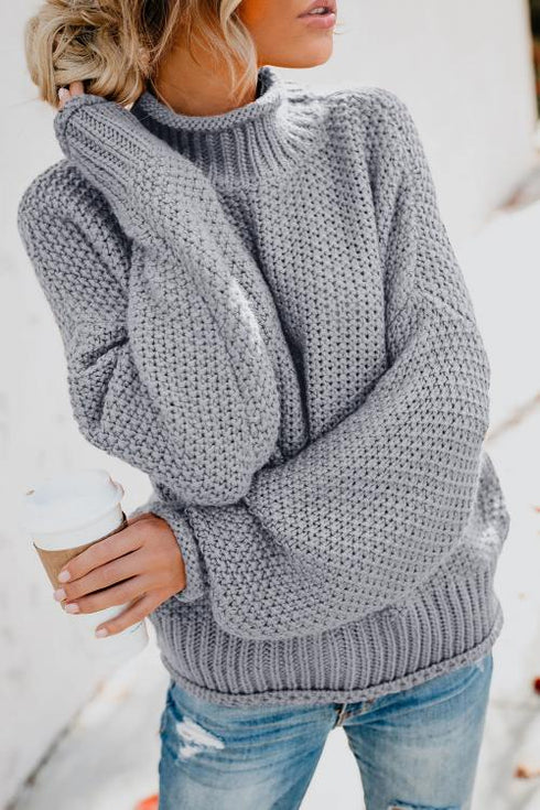 Oversized Chunky Batwing Long Sleeve Turtleneck Sweater
