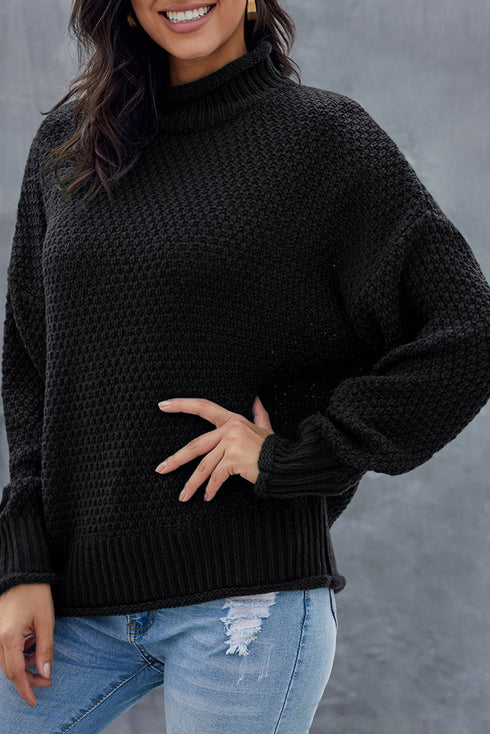 Oversized Chunky Batwing Long Sleeve Turtleneck Sweater