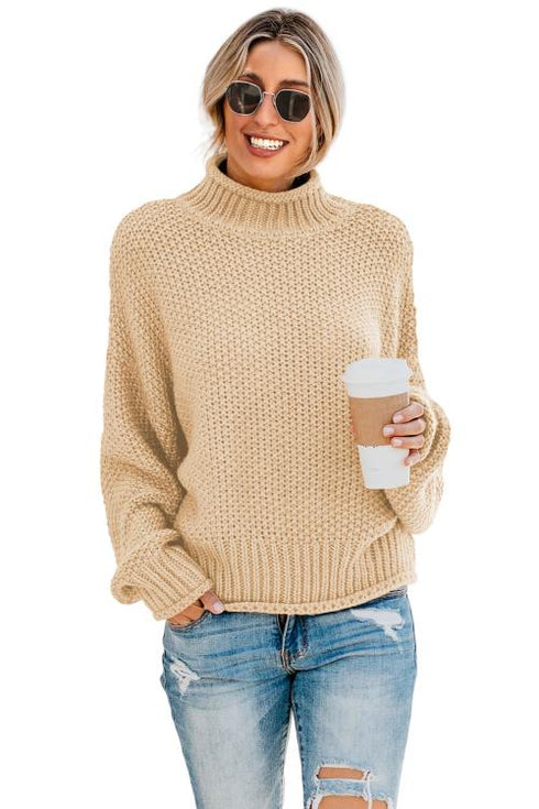 Oversized Chunky Batwing Long Sleeve Turtleneck Sweater