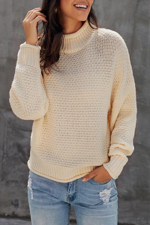 Oversized Chunky Batwing Long Sleeve Turtleneck Sweater