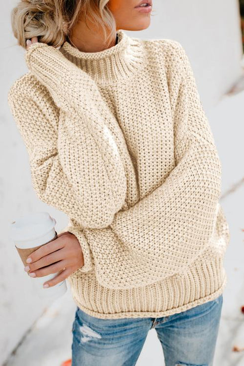 Oversized Chunky Batwing Long Sleeve Turtleneck Sweater